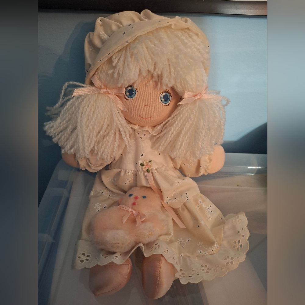 Adorable Cream Rag Doll with Pink Accents
